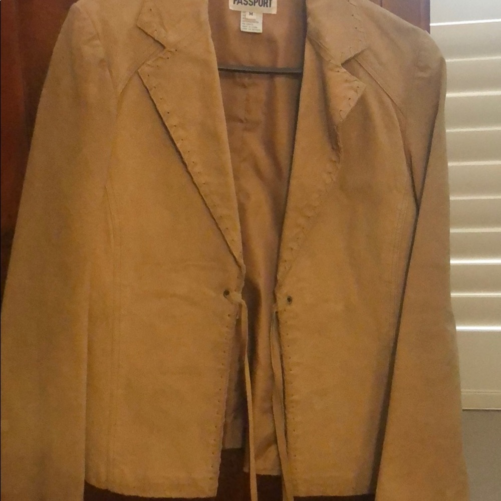 tan leather jacket